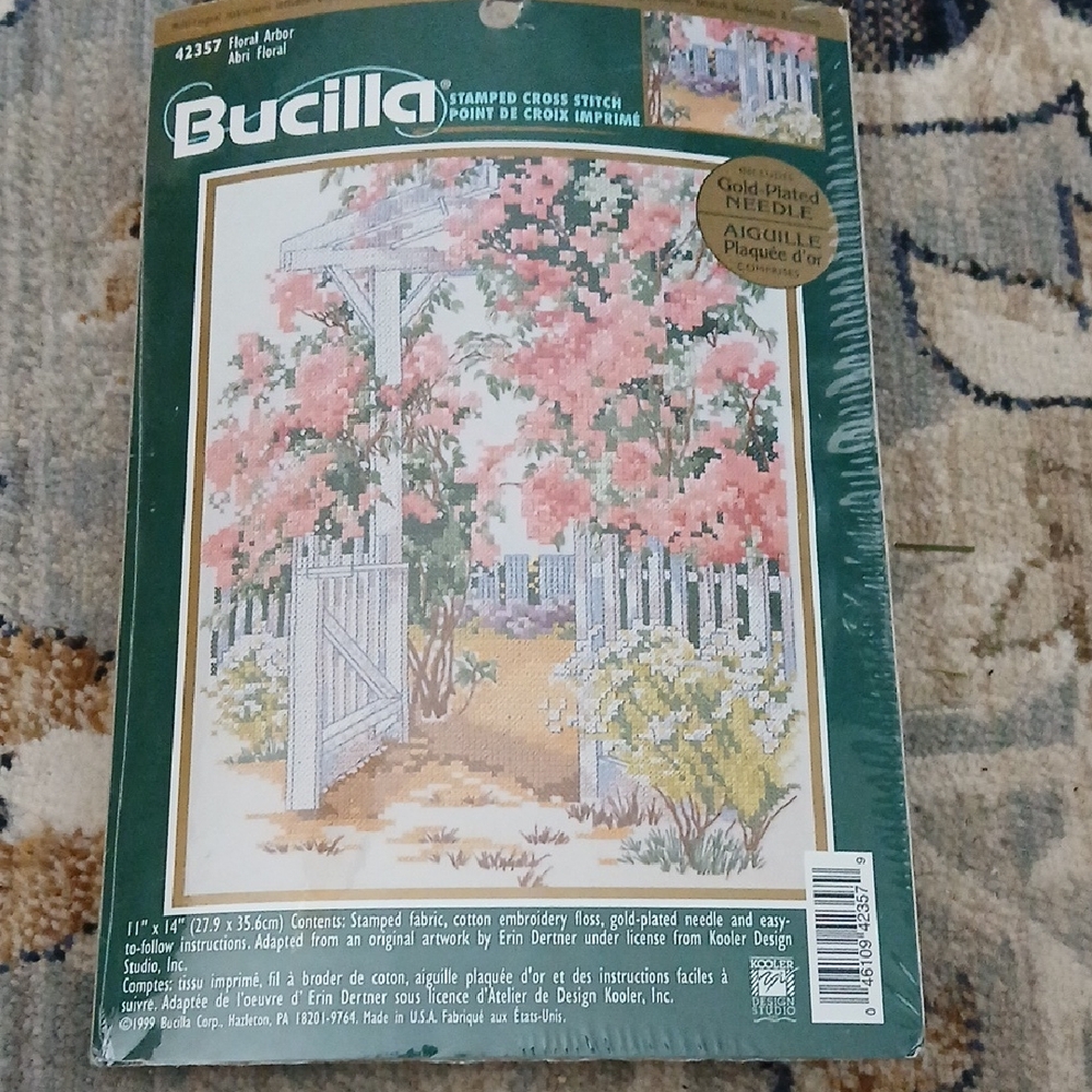 Bucilla Pink Floral Garden Cross Stitch Kit